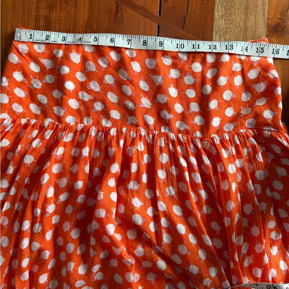Anthropologie Vibrant Red Floral Midi Skirt - Picture 7 of 10